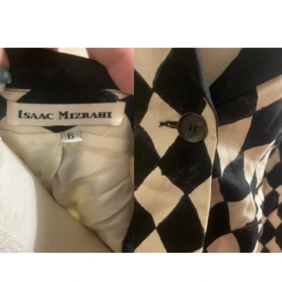90’s Isaac Mizrahi blazer-style jacket feat. a black & white diamond check print - Picture 9 of 9
